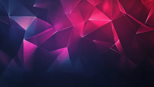 Geometric neon polygonal planes create angular depth gradients
