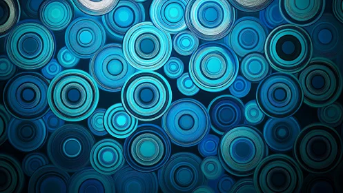 Abstract Blue Concentric Circles Pattern in Modern Digital Art.