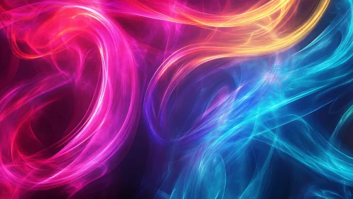Neon ribbons collide in prismatic cosmic whirlpool dance.
