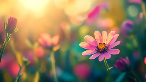 Macro floral study with radiant bokeh field illumination.