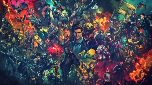 Chaotic heroes, vivid villains, and a neon-soaked standoff.