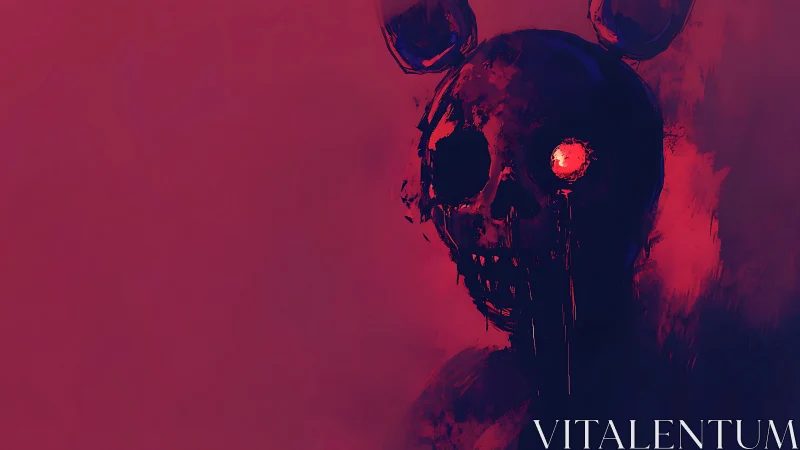 Demonic rabbit skull glows within crimson horror void.