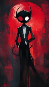 Moonlit demon dandy steadies the night with twin gazes