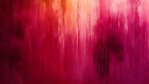 Vivid Abstract Painting With Dripping Pink and Orange Tones.