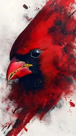 Cardinal head study with splatter-driven digital dynamics.