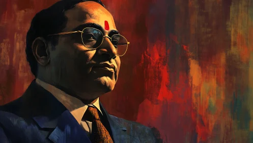 Warm portrait of dignified man against bold painted glow.