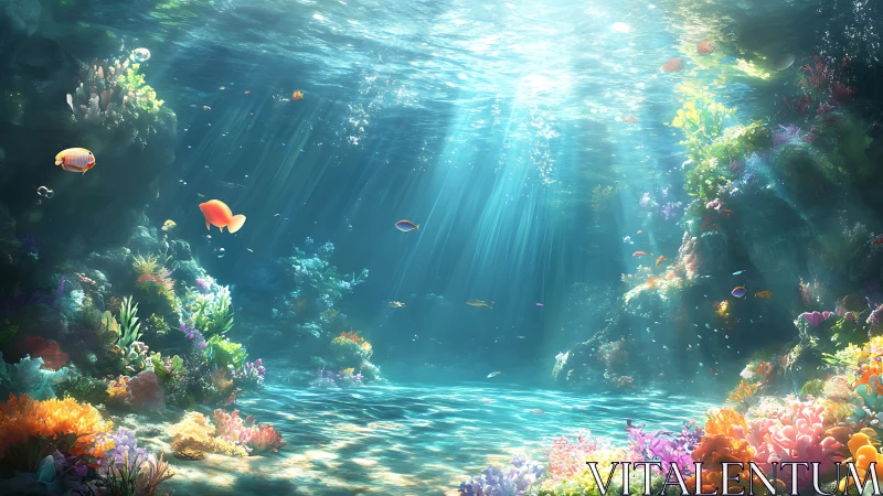 Sunlit coral ballroom where tiny tropical swimmers twirl.