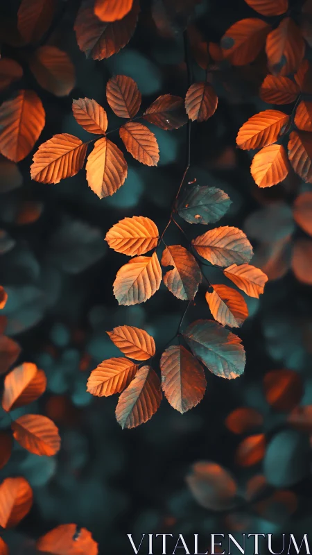 Gentle autumn leaves glow softly against a deep teal hush