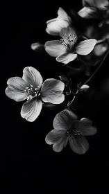 Delicate Blooms Pierce Darkness With Luminous Grace.
