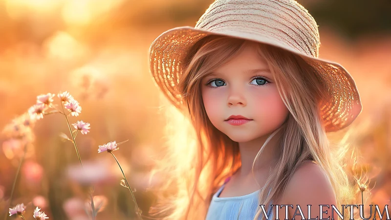 Sunlit wildflower daydream pauses in a soft golden hush