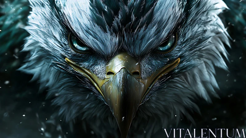 Intense Eagle Close-Up in Hyper-Realistic Digital Art Style.