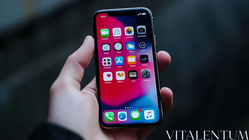 iPhone Home Screen Glow: Vibrant Apps in Hand.