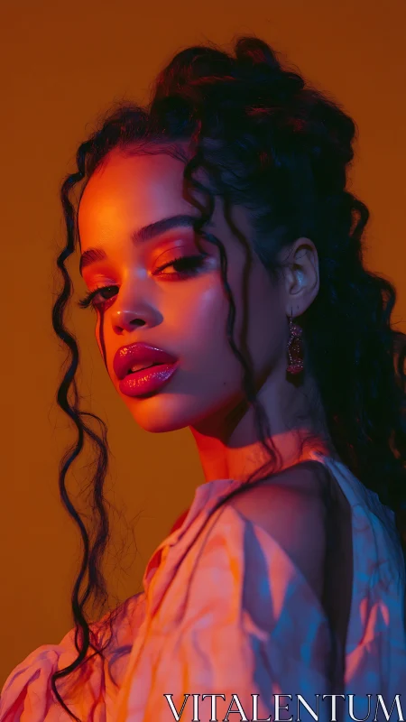 Cinematic portrait uses bi-color gels to sculpt glossy skin tones