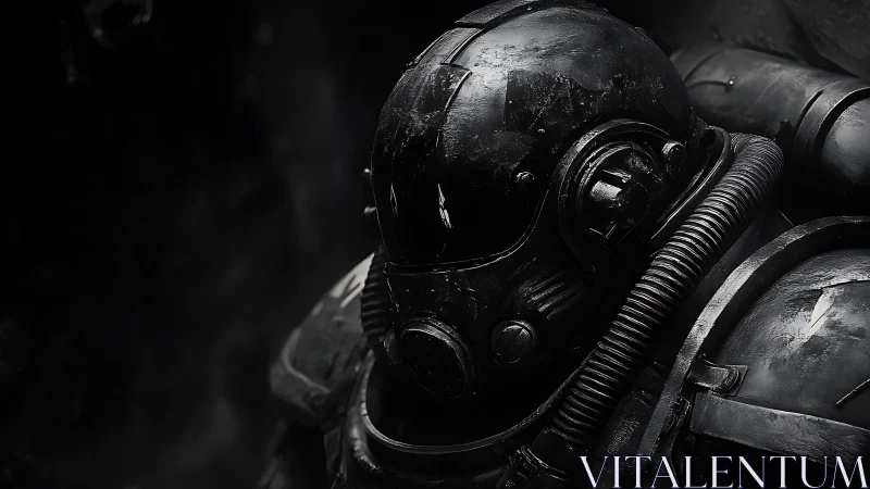 Brooding sci fi armored soldier watching the shadows quietly.