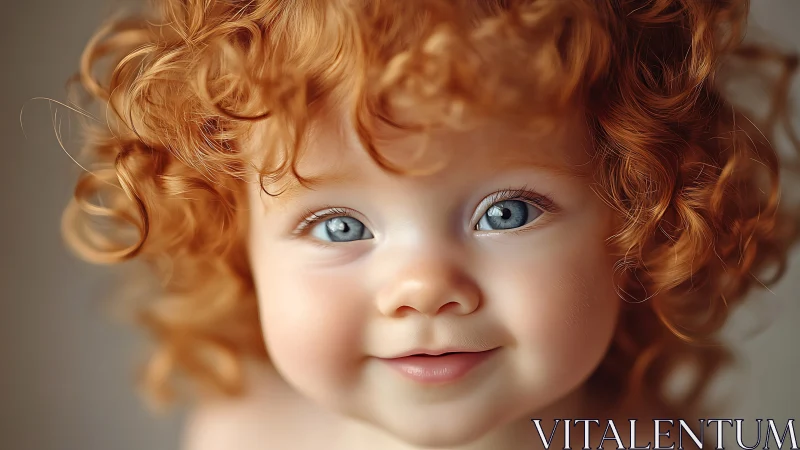 Radiant Child with Copper Curls and Serene Expression