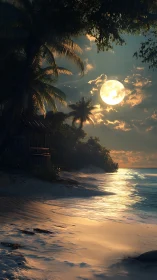 Moonrise Sanctuary Where Palms Dance with Celestial Fire