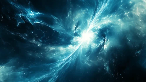 Radiant cosmic burst opens a glowing gateway in deep space