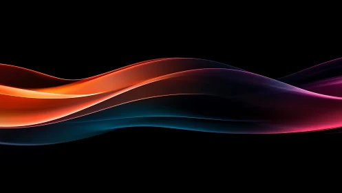 Chromatic wave ribbons drifting across a midnight void.