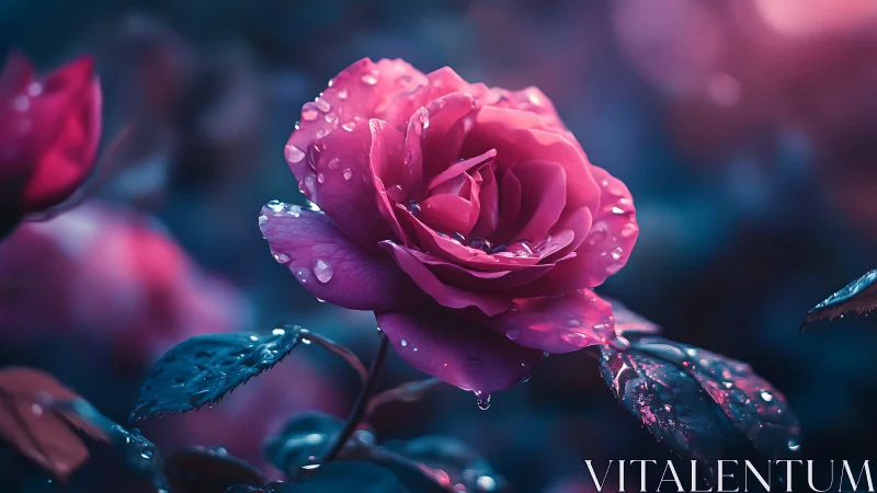 Radiant Rose Glistens with Morning Dewdrops