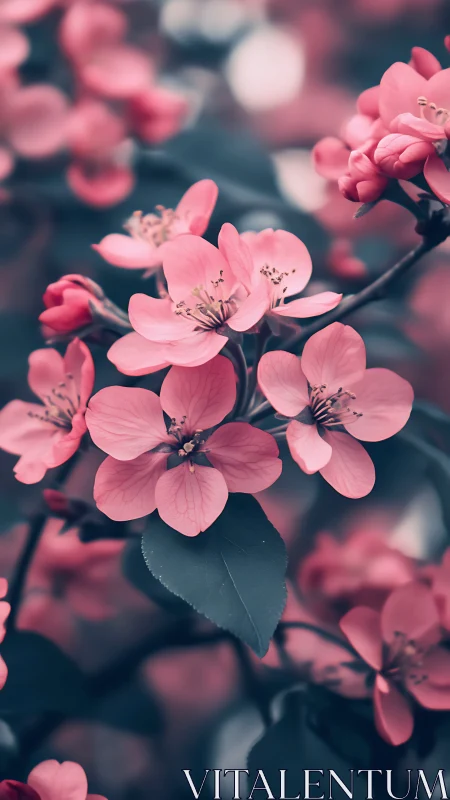 Pink Blossoms Dancing in Soft Focus.