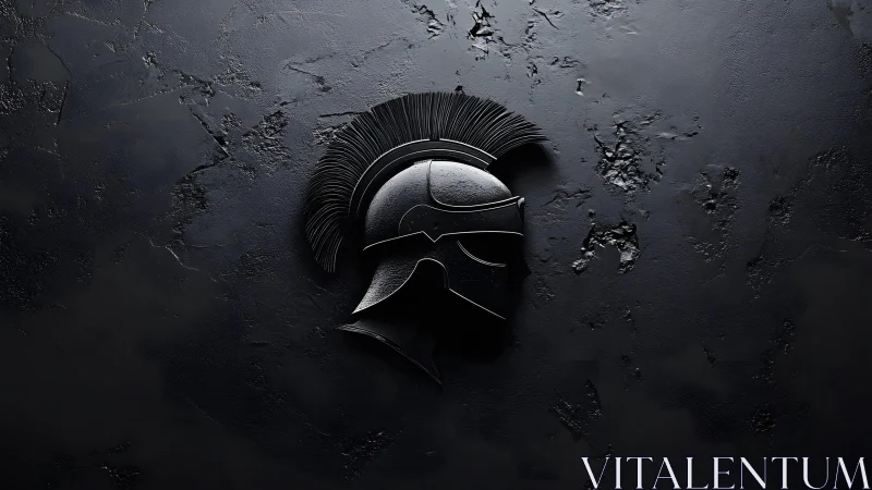 Ancient Spartan Helmet in Dark Minimalist 3D Art Style.