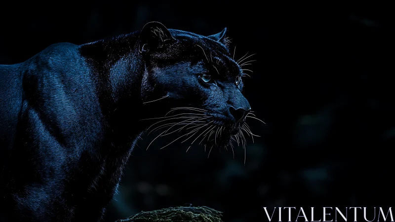 Nocturnal Felid Silhouette: Chromatic Contour Study.