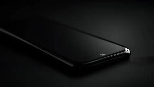 Sleek Dark Phone Resting on Shadowed Surface.