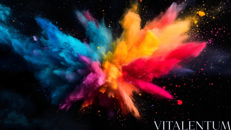 Vibrant powder explosion in vivid colors, abstract art photography.