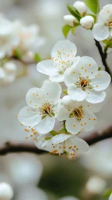 White Hawthorn Blossoms with Golden Stamens.