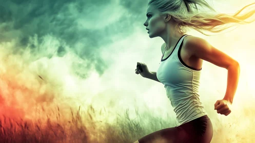 Stormrunner in sunrise haze outracing a sky of wild color.