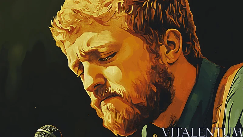 Warm-toned digital portrait captures introspective male singer