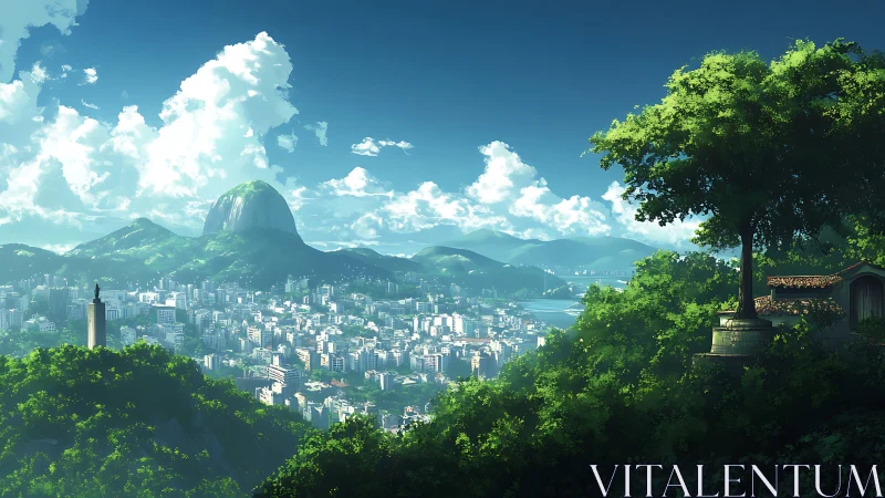 Emerald hills cradle a sunlit coastal city of bright promise.