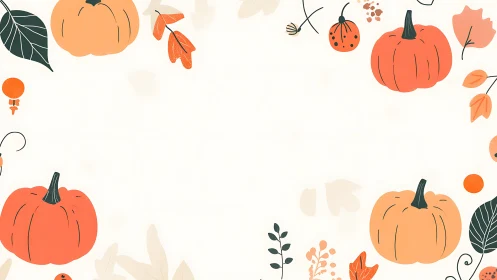 Gentle pumpkins and autumn leaves frame a cozy blank space