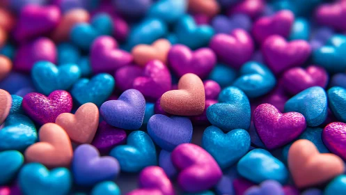 Colorful Heart-Shaped Objects in Depth Field Arrangement