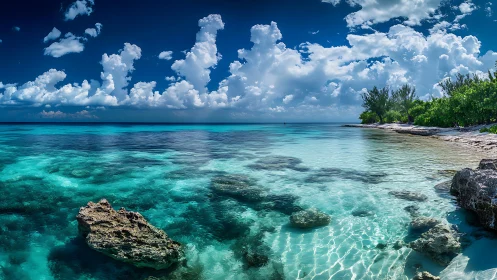 Tropical Paradise Cove. Crystalline Turquoise Waters Meet Pristine Shore.