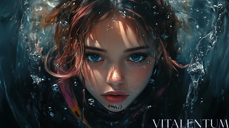 Gaze Beneath the Surface: luminous girl submerged in water.