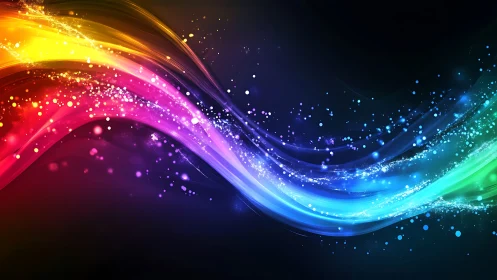 Curved multicolor light trails form layered diagonal bands