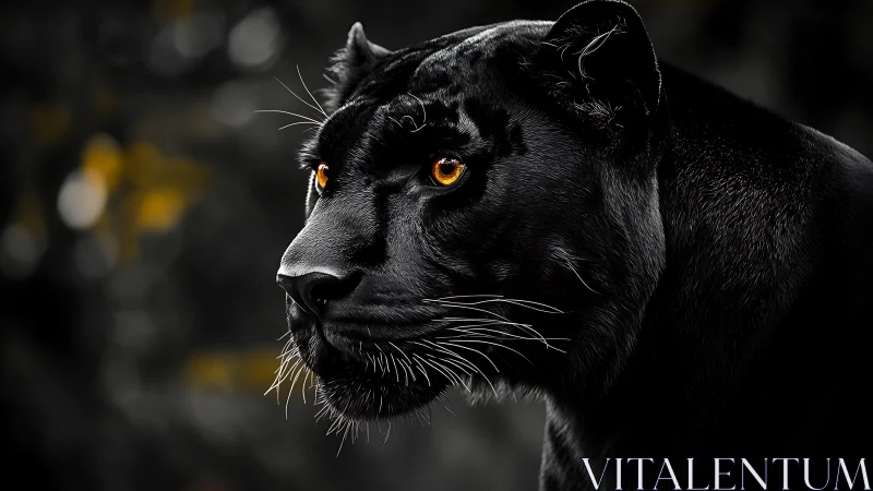Black Panther Portrait with Amber Eyes Study.