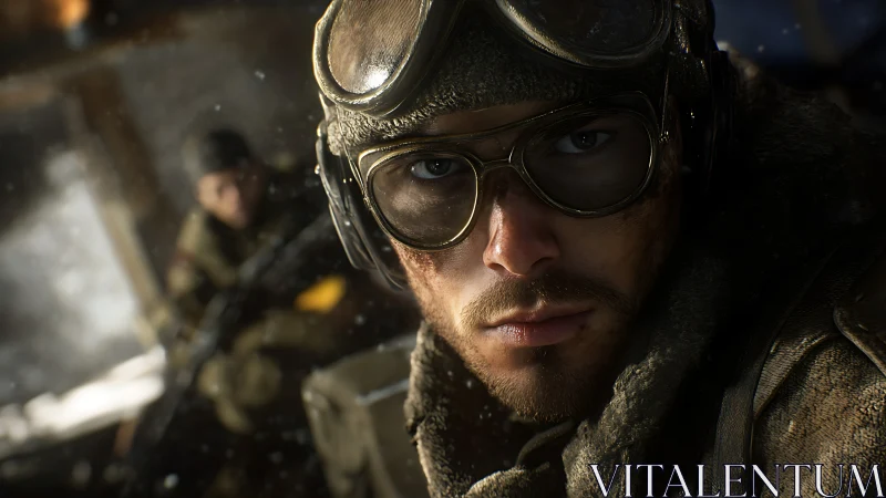 Frostbitten gunner stares down the storm between explosions