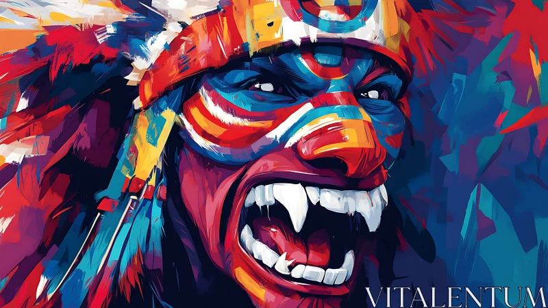 Digitally rendered stylized headshot depicts masked shouting face