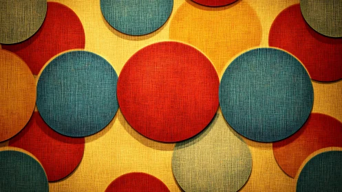 Colorful circles playing across a textured golden canvas.