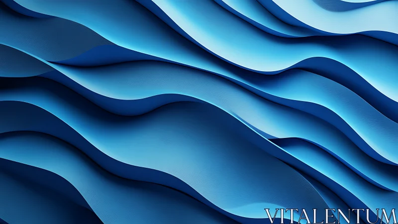 Layered blue wave ribbons forming flowing abstract pattern.