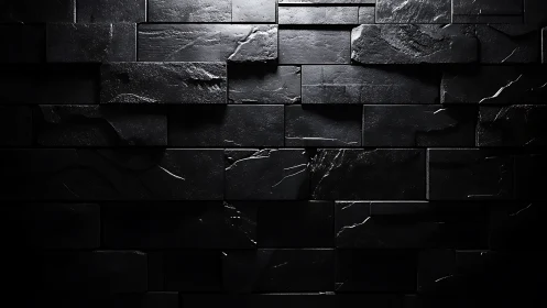 Moody black stone wall glowing with gentle reflected light.