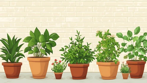 Sunny windowsill garden with cheerful potted green plants.