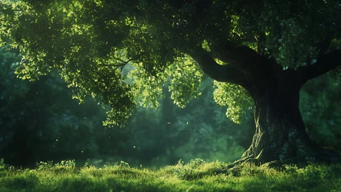 Luminous Canopy: Backlighting Through Ancient Oak Foliage.