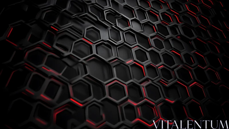Futuristic Hexagon Pattern with Black and Red Lighting Effect.