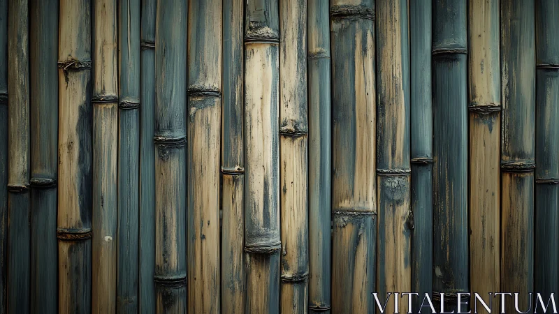 Vertical bamboo stalks form a tightly aligned surface