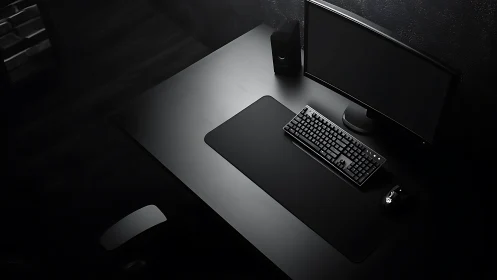 Monochrome workstation topology with minimal peripheral geometry.