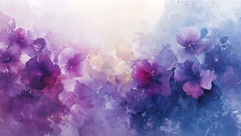 Floral Watercolor Gradient: Organic Blooms in Chromatic Dissolution.