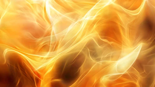 Abstract flowing waves in amber and orange tones.